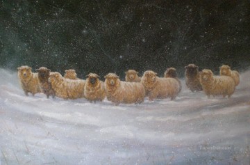 Moutons dans la tempête Peinture à l'huile